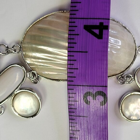 Huge Mother Of Pearl Style Bib Choker Necklace Statement Faux Pearl Necklace - Picture 11 of 11